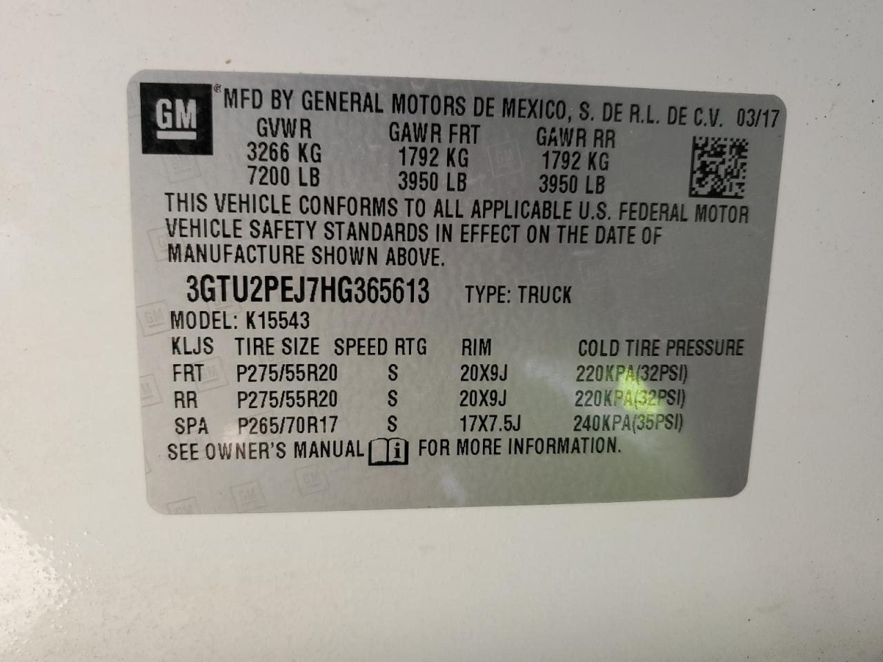 3GTU2PEJ7HG365613 2017 GMC Sierra K1500 Denali