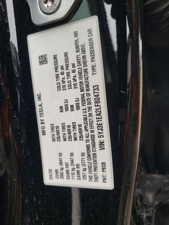 5YJ3E1EA2LF804733 2020 Tesla Model 3