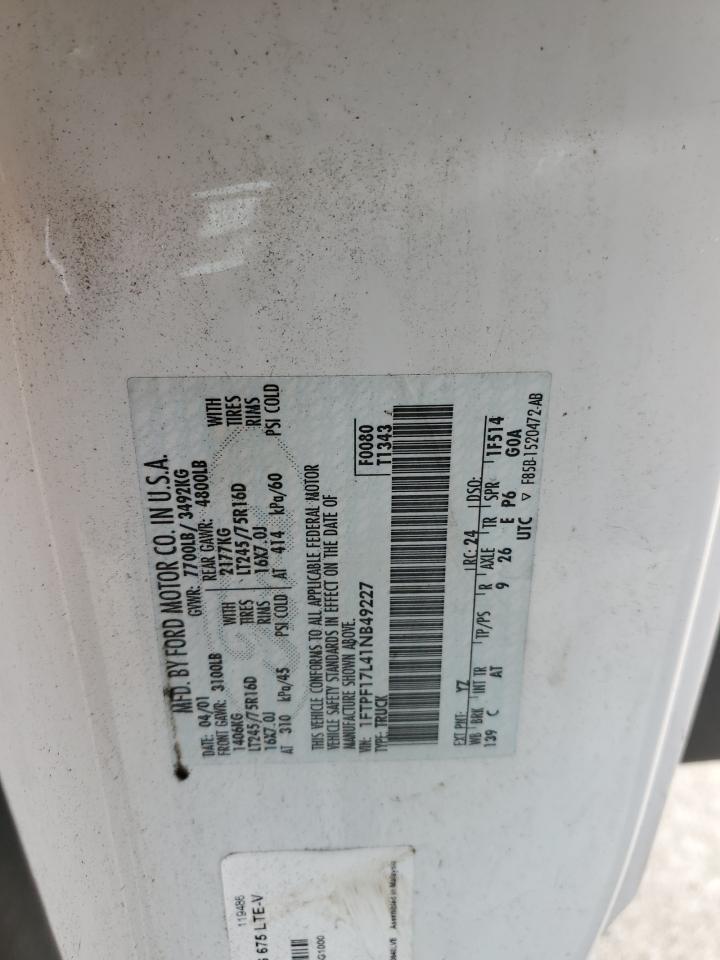 2001 Ford F150 VIN: 1FTPF17L41NB49227 Lot: 49856074