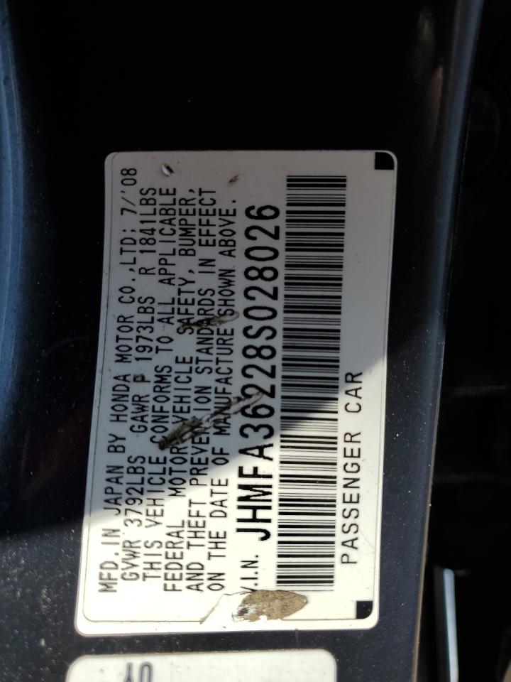 2008 Honda Civic Hybrid VIN: JHMFA36228S028026 Lot: 50659374