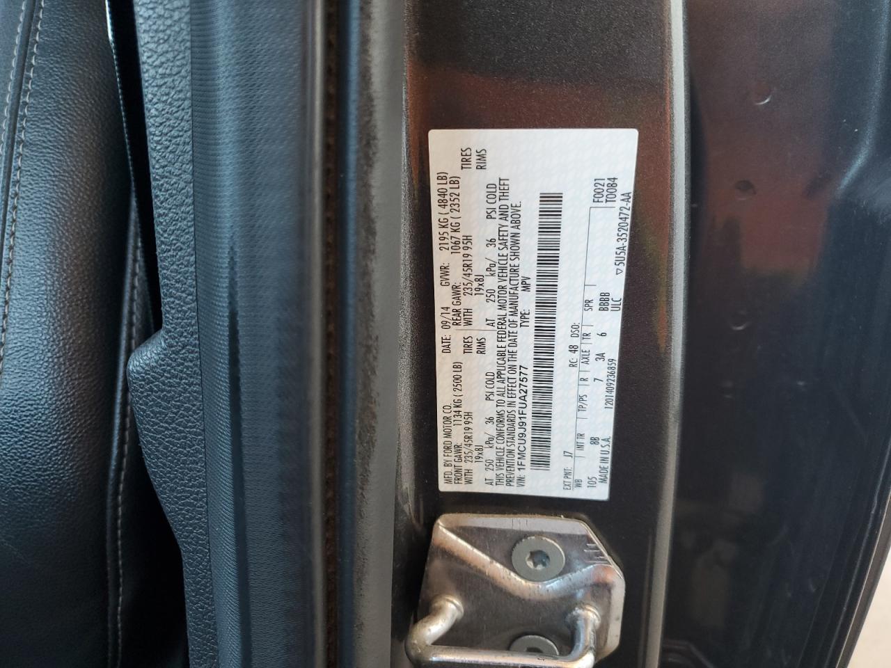 2015 Ford Escape Titanium VIN: 1FMCU9J91FUA27577 Lot: 52993624