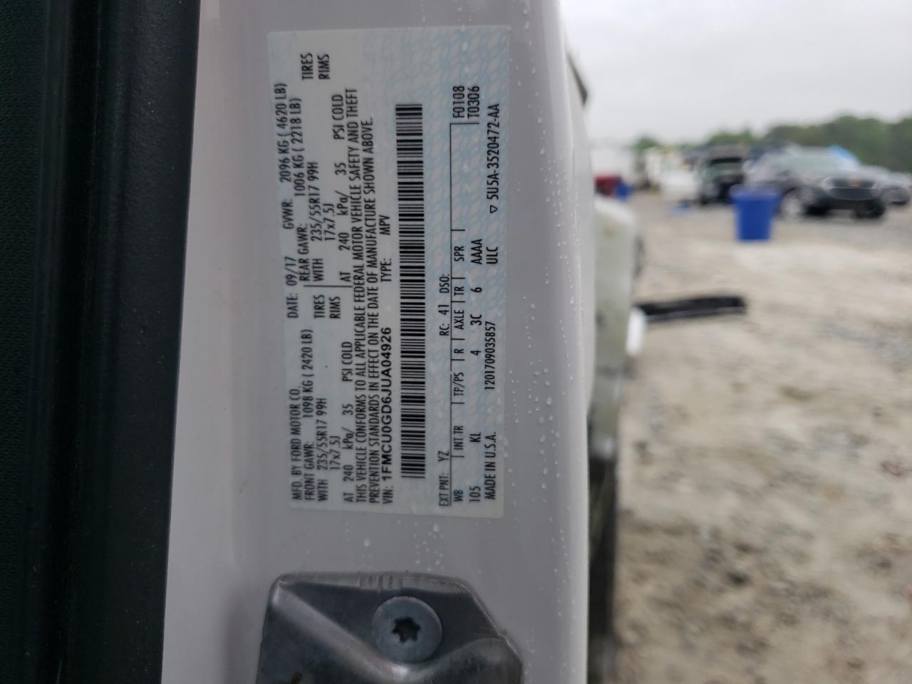 2018 Ford Escape Se VIN: 1FMCU0GD6JUA04926 Lot: 51070574