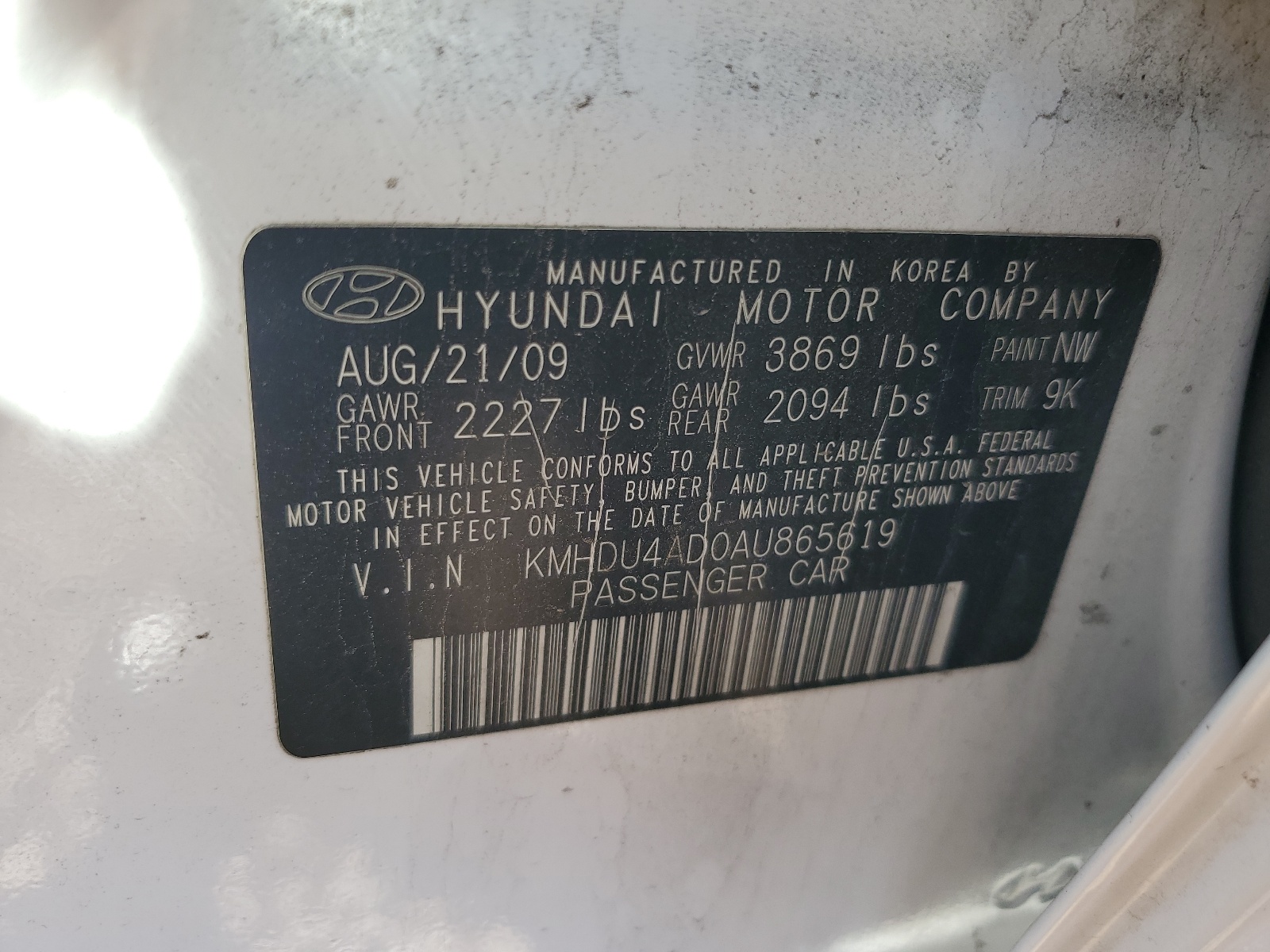 KMHDU4AD0AU865619 2010 Hyundai Elantra Blue