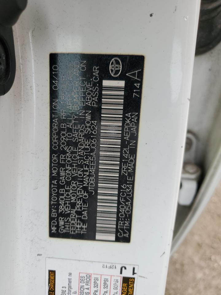 2010 Toyota Corolla Base VIN: JTDBU4EE5AJ061624 Lot: 63170314