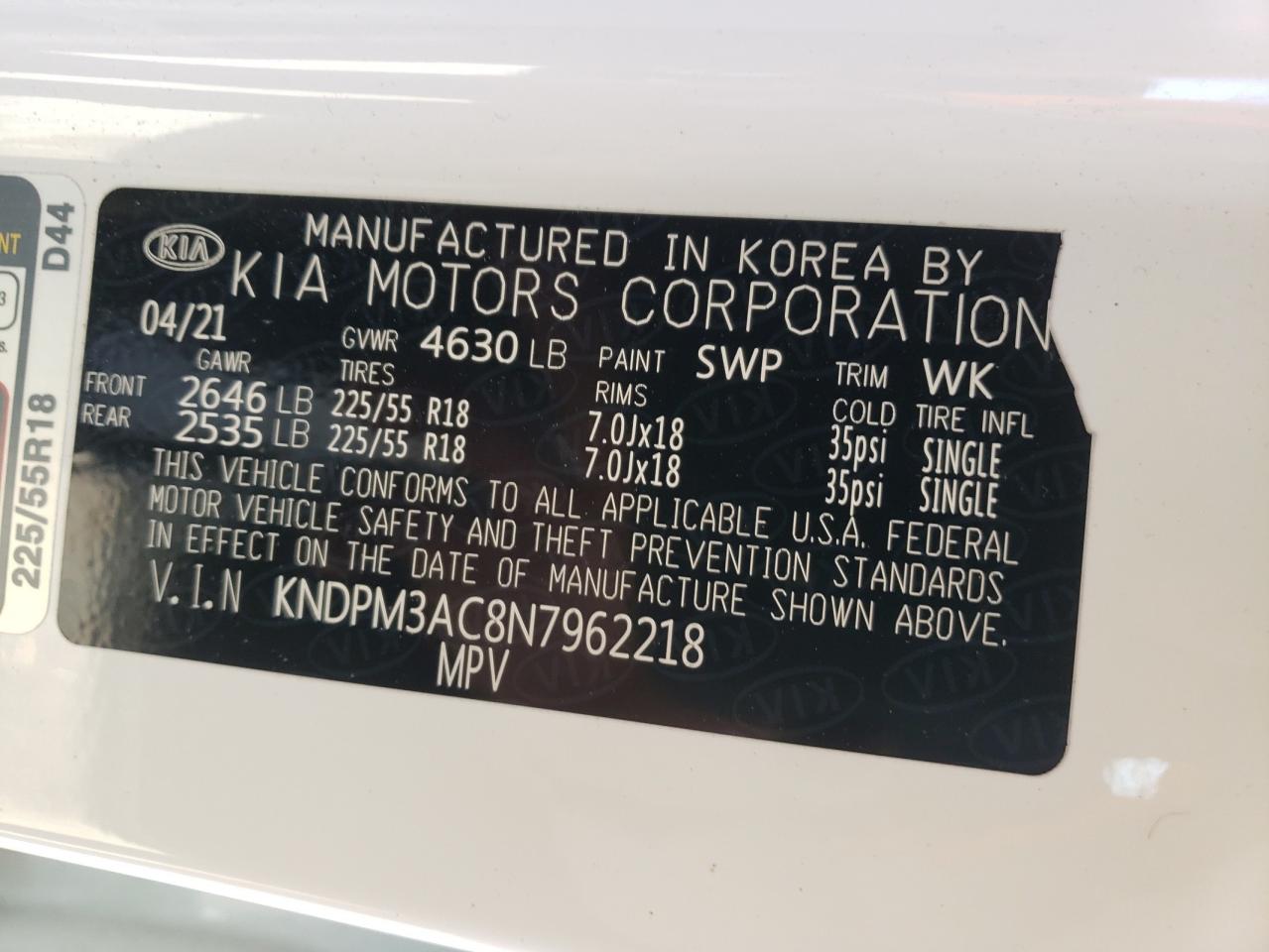 KNDPM3AC8N7962218 Kia Sportage L 15