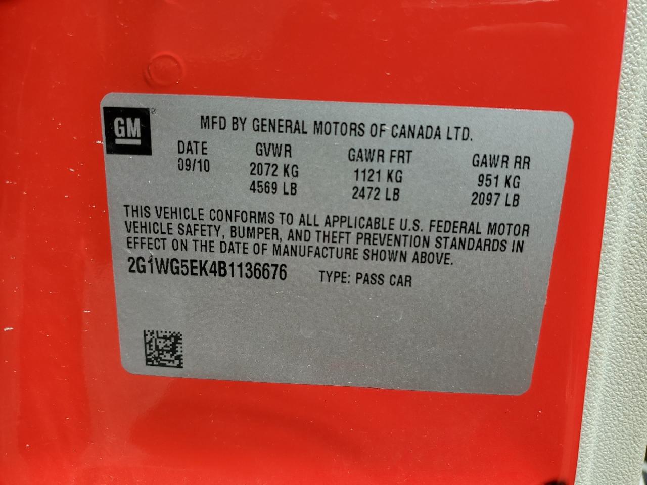 2011 Chevrolet Impala Lt VIN: 2G1WG5EK4B1136676 Lot: 76690674