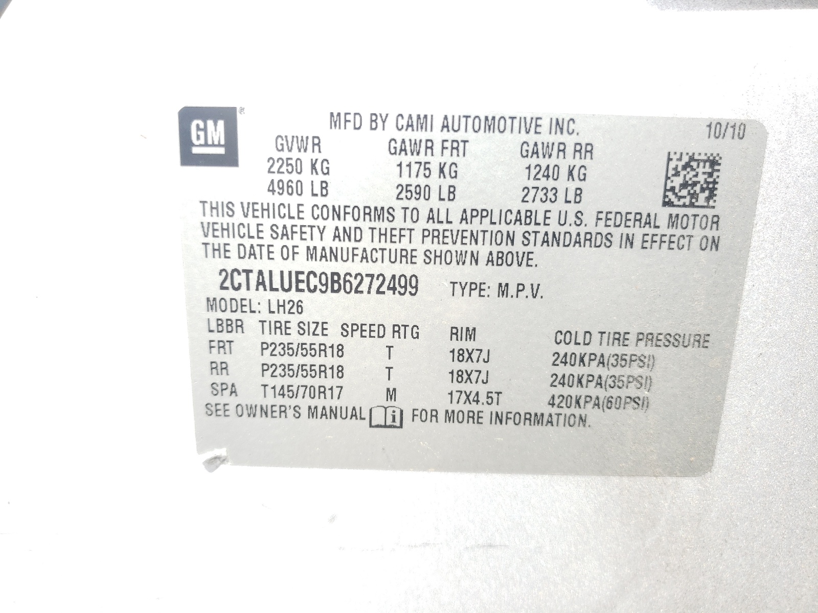 2CTALUEC9B6272499 2011 GMC Terrain Slt