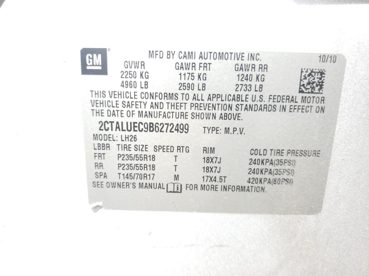 2011 GMC Terrain Slt VIN: 2CTALUEC9B6272499 Lot: 51281744