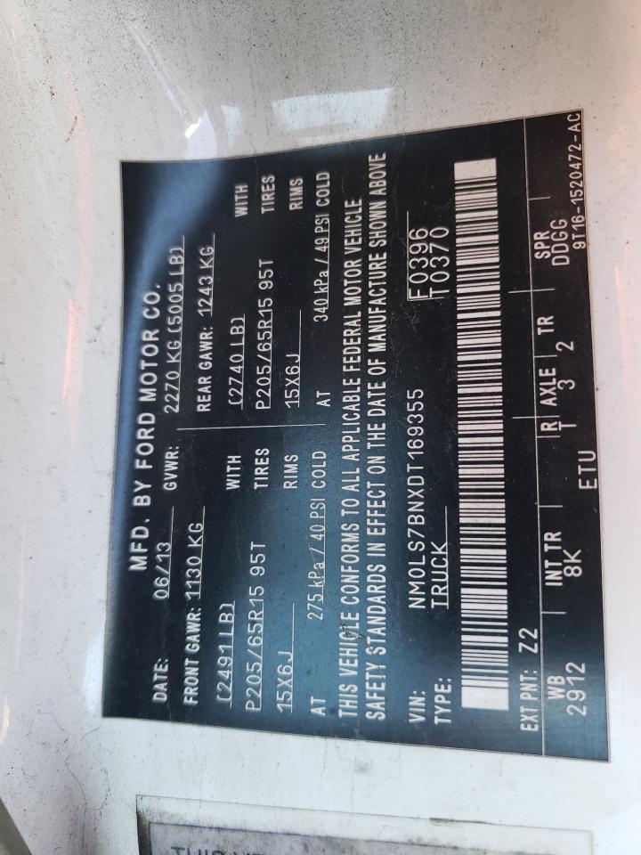 2013 Ford Transit Connect Xlt VIN: NM0LS7BNXDT169355 Lot: 49505394