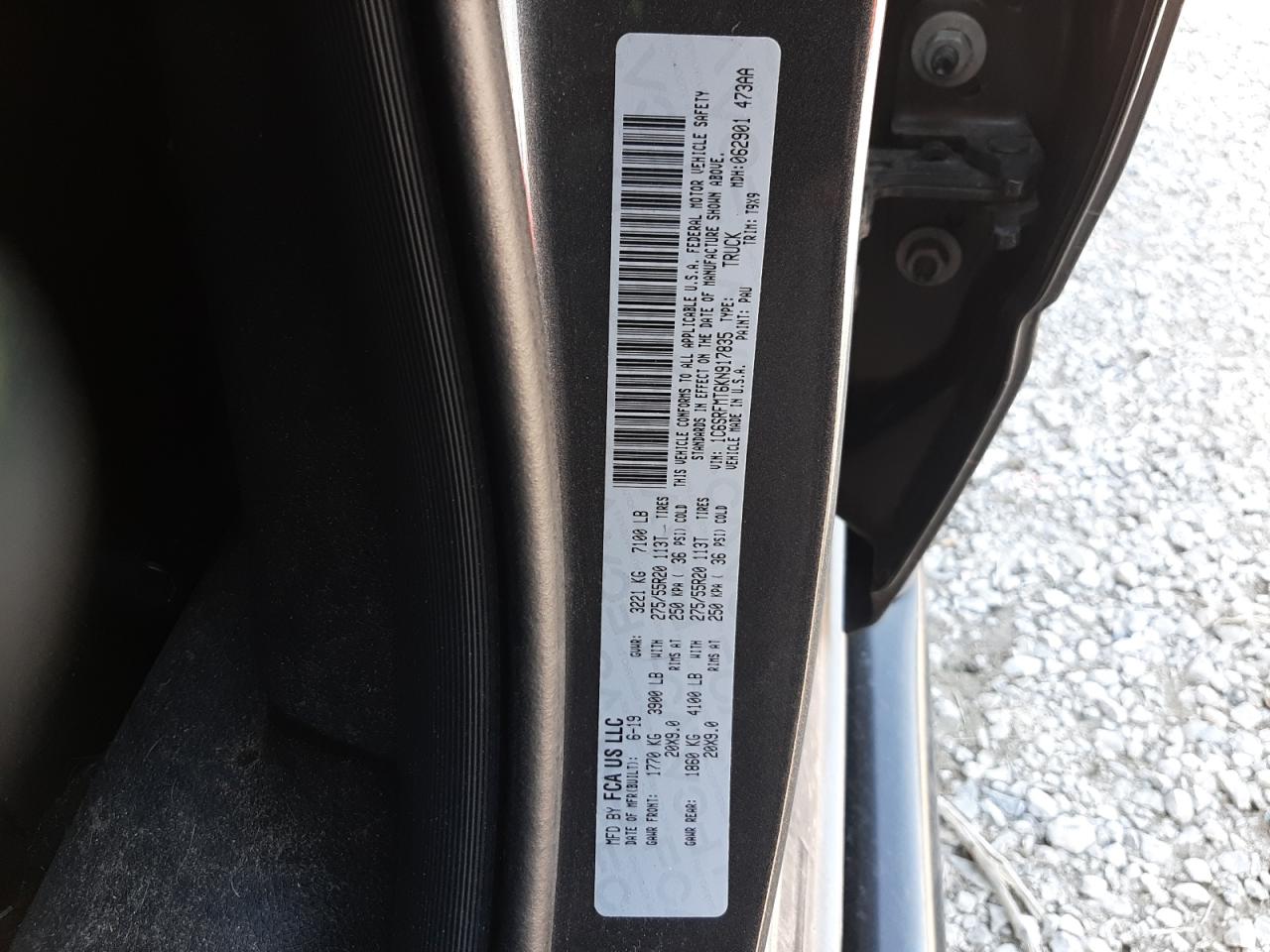 2019 Ram 1500 Big Horn/Lone Star VIN: 1C6SRFMT6KN917835 Lot: 50456274