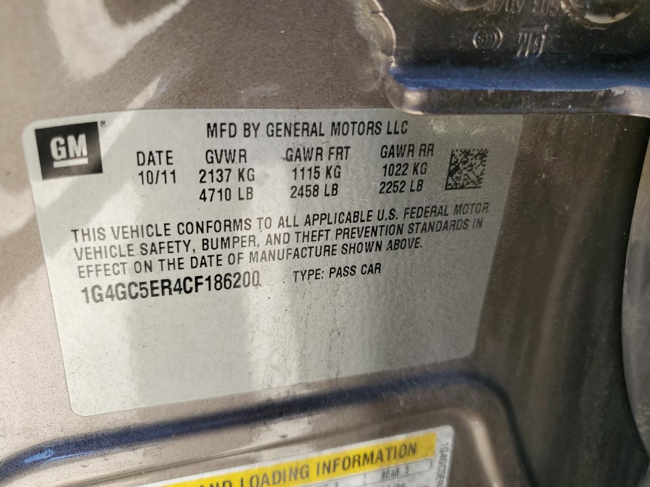 2012 Buick Lacrosse VIN: 1G4GC5ER4CF186200 Lot: 50414624