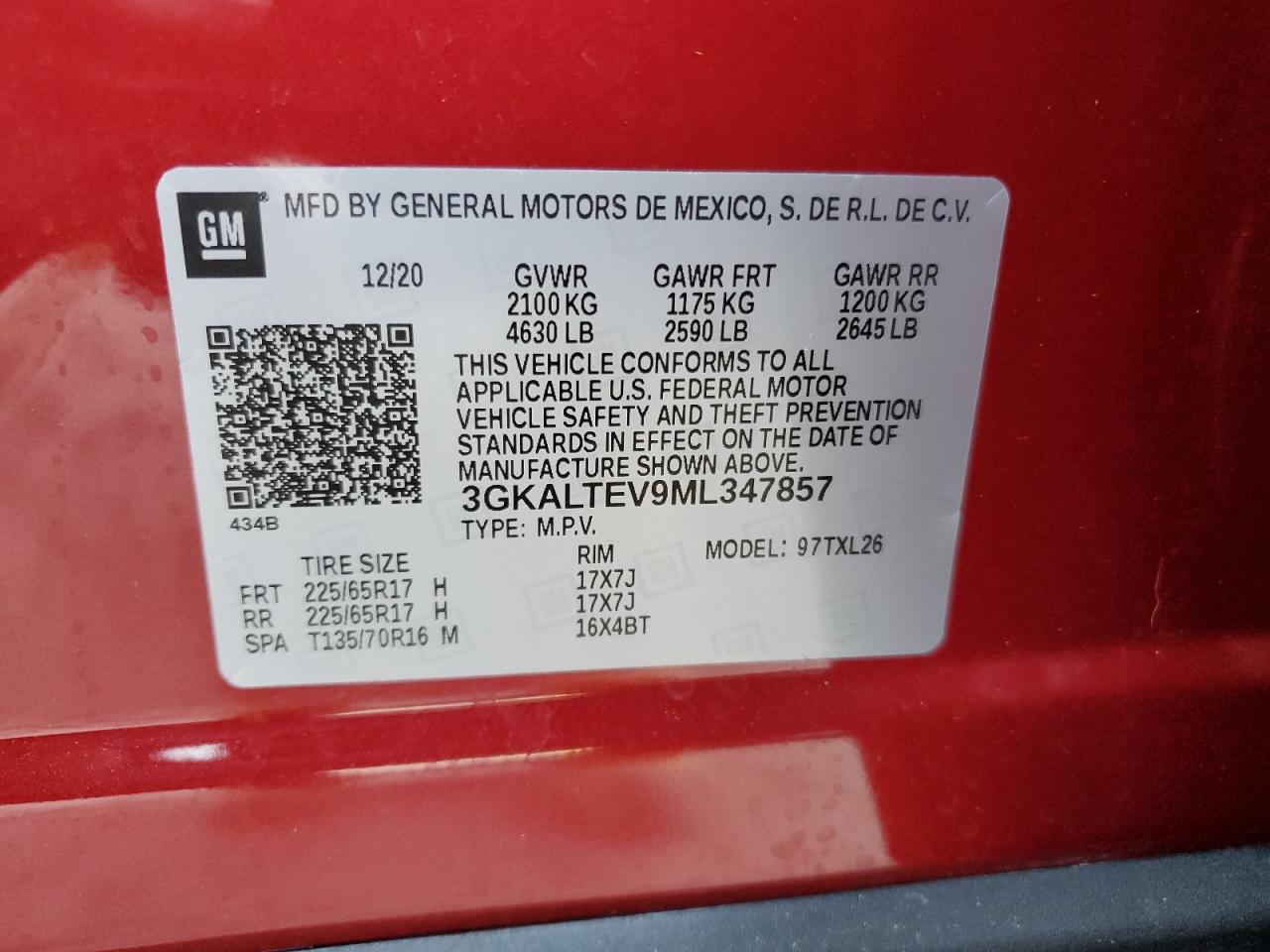 3GKALTEV9ML347857 2021 GMC Terrain Sle