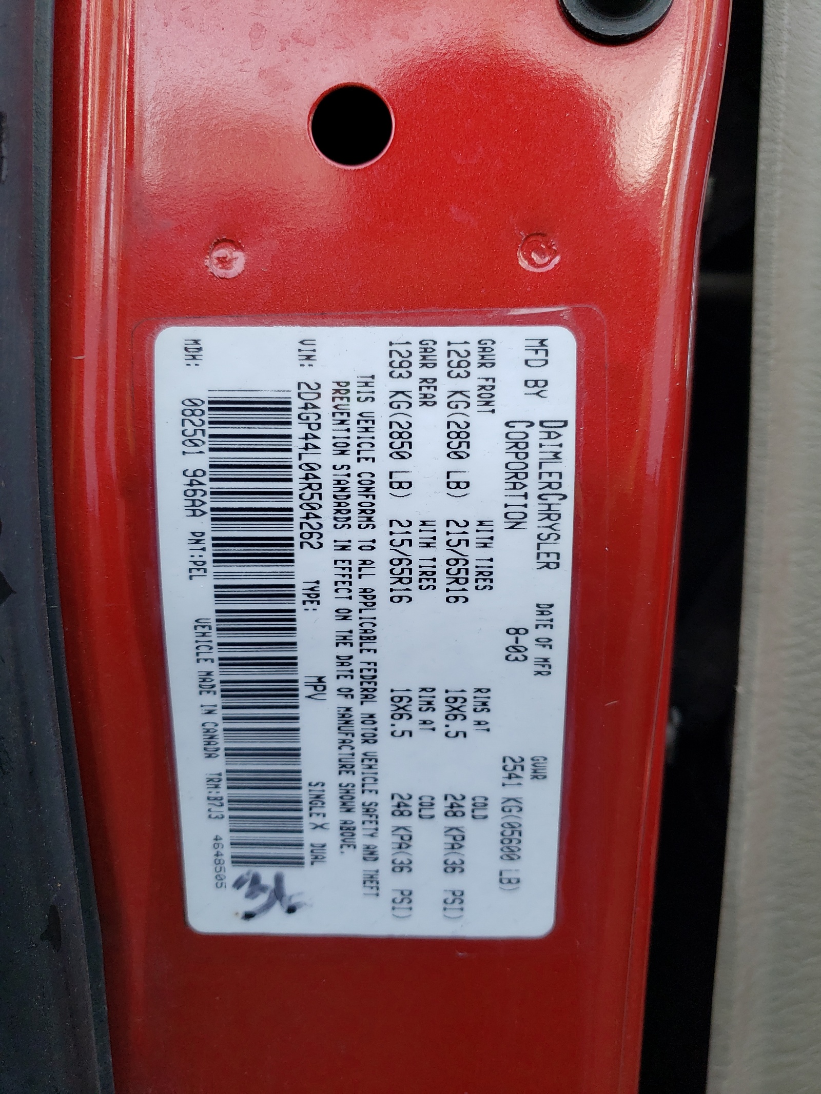 2D4GP44L04R504262 2004 Dodge Grand Caravan Sxt