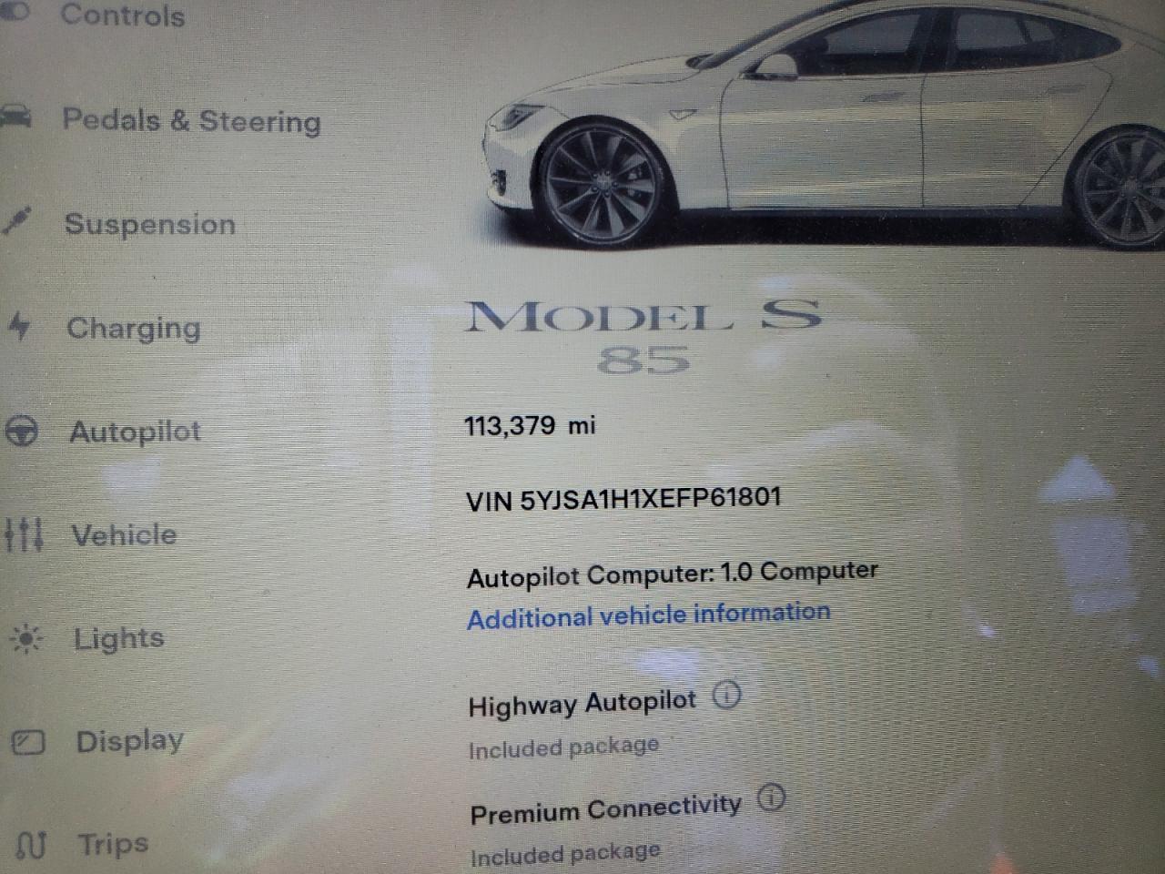 5YJSA1H1XEFP61801 2014 Tesla Model S