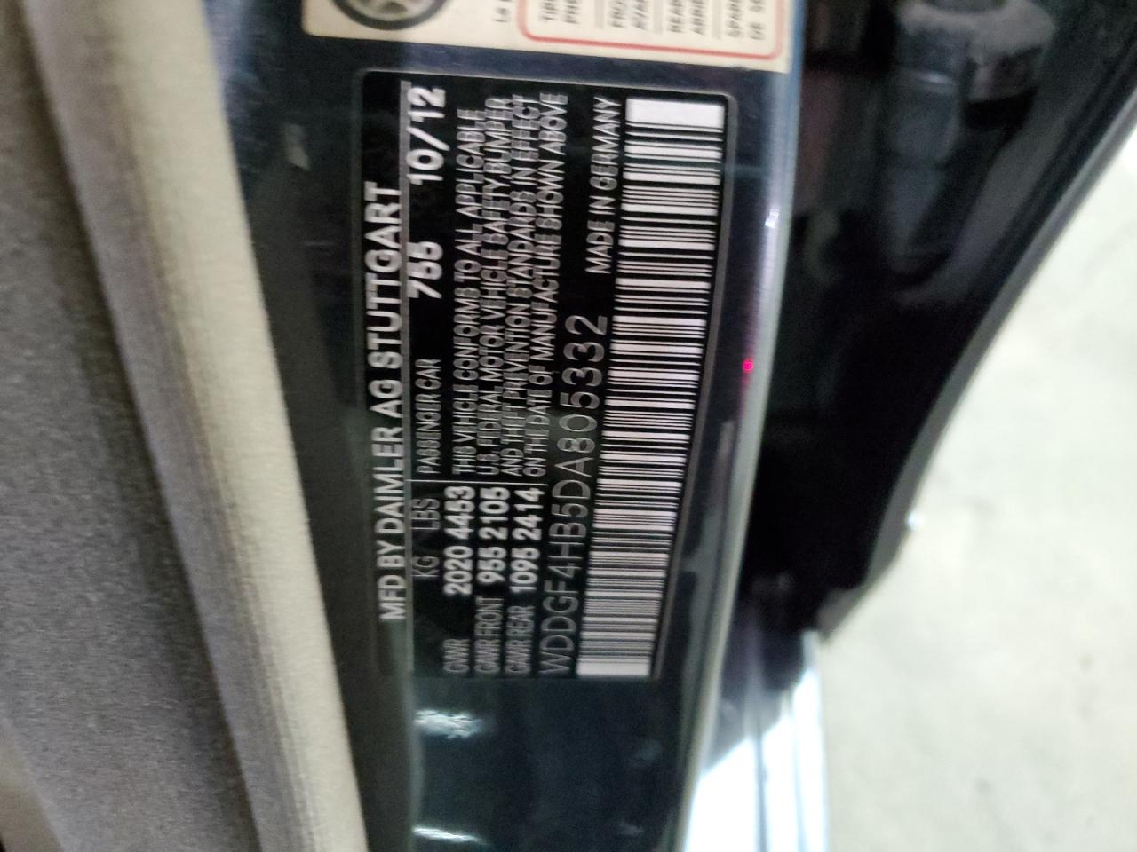 2013 Mercedes-Benz C 250 VIN: WDDGF4HB5DA805332 Lot: 49458524