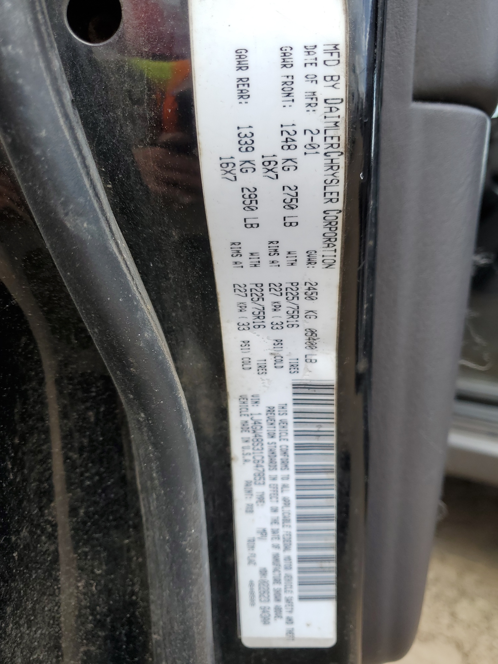 1J4GW48S31C647853 2001 Jeep Grand Cherokee Laredo