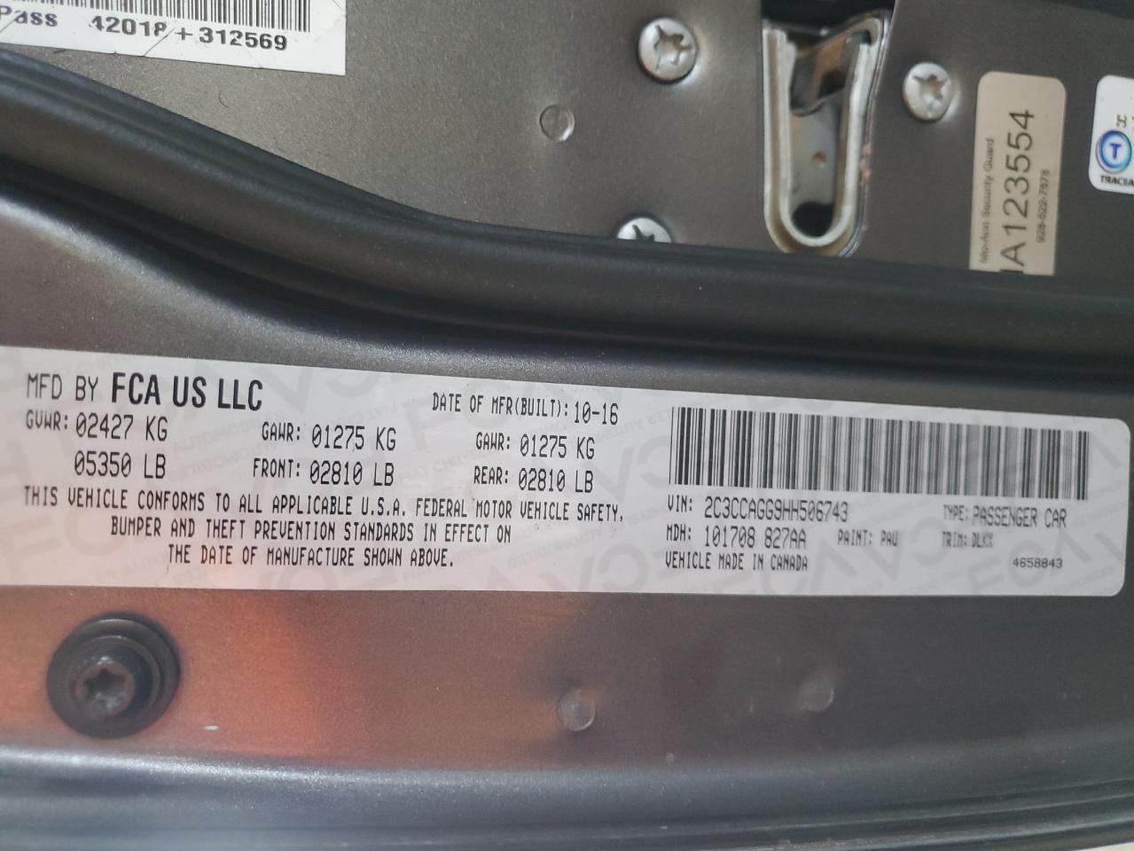 2017 Chrysler 300 S VIN: 2C3CCAGG9HH506743 Lot: 52409924