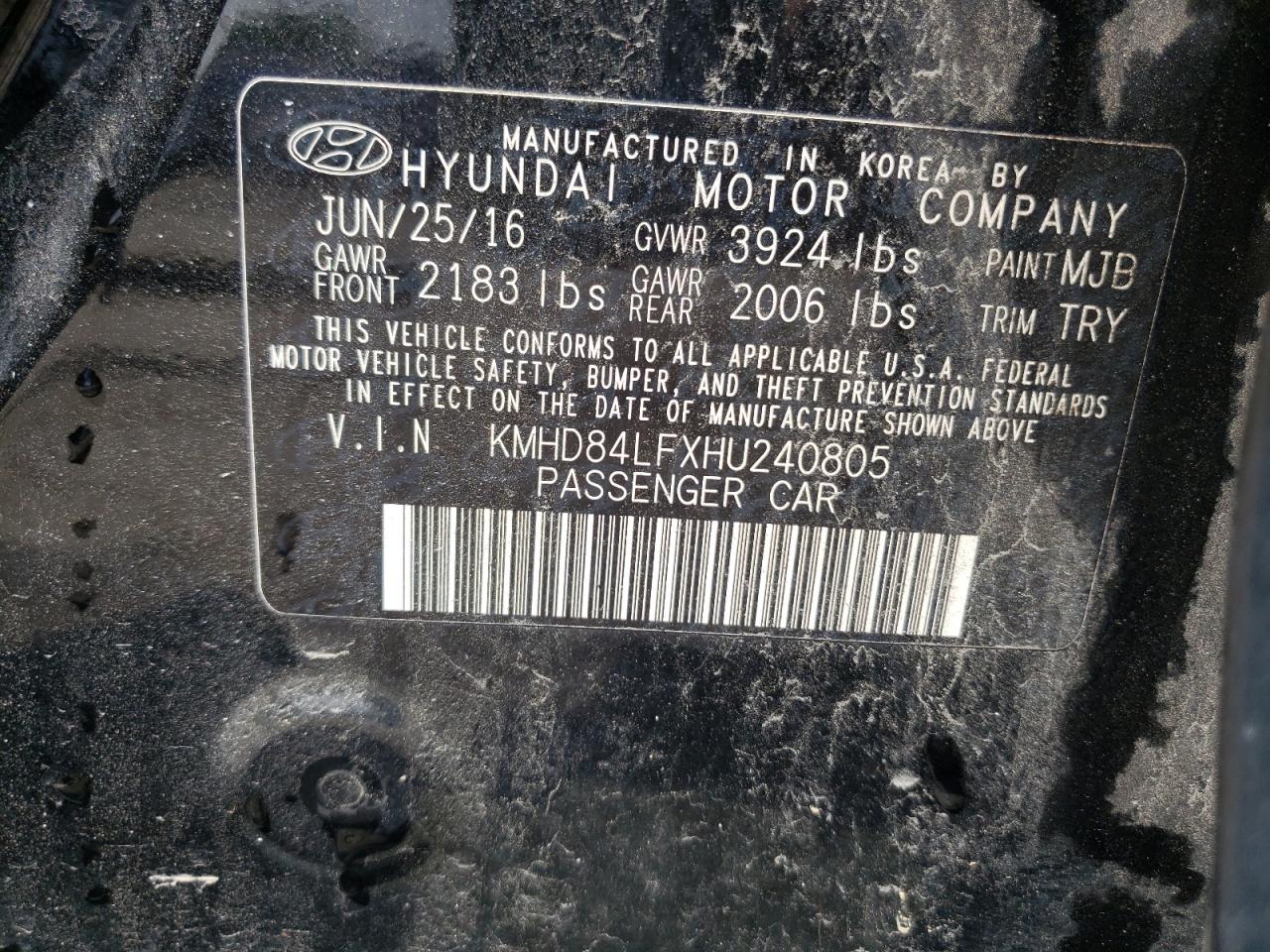 2017 Hyundai Elantra Se VIN: KMHD84LFXHU240805 Lot: 48837294