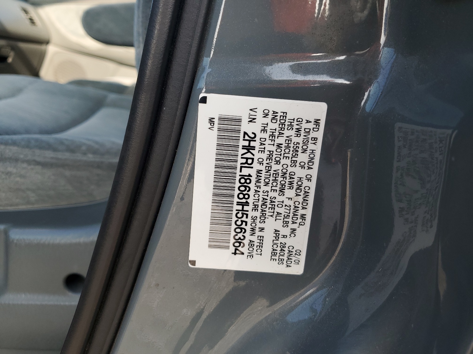 2HKRL18681H556364 2001 Honda Odyssey Ex