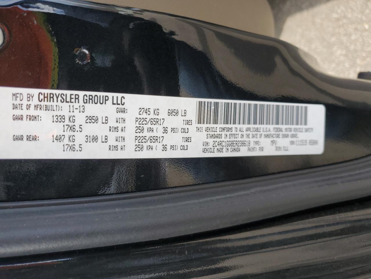 2014 Chrysler Town & Country Limited VIN: 2C4RC1GG8ER238618 Lot: 49567354