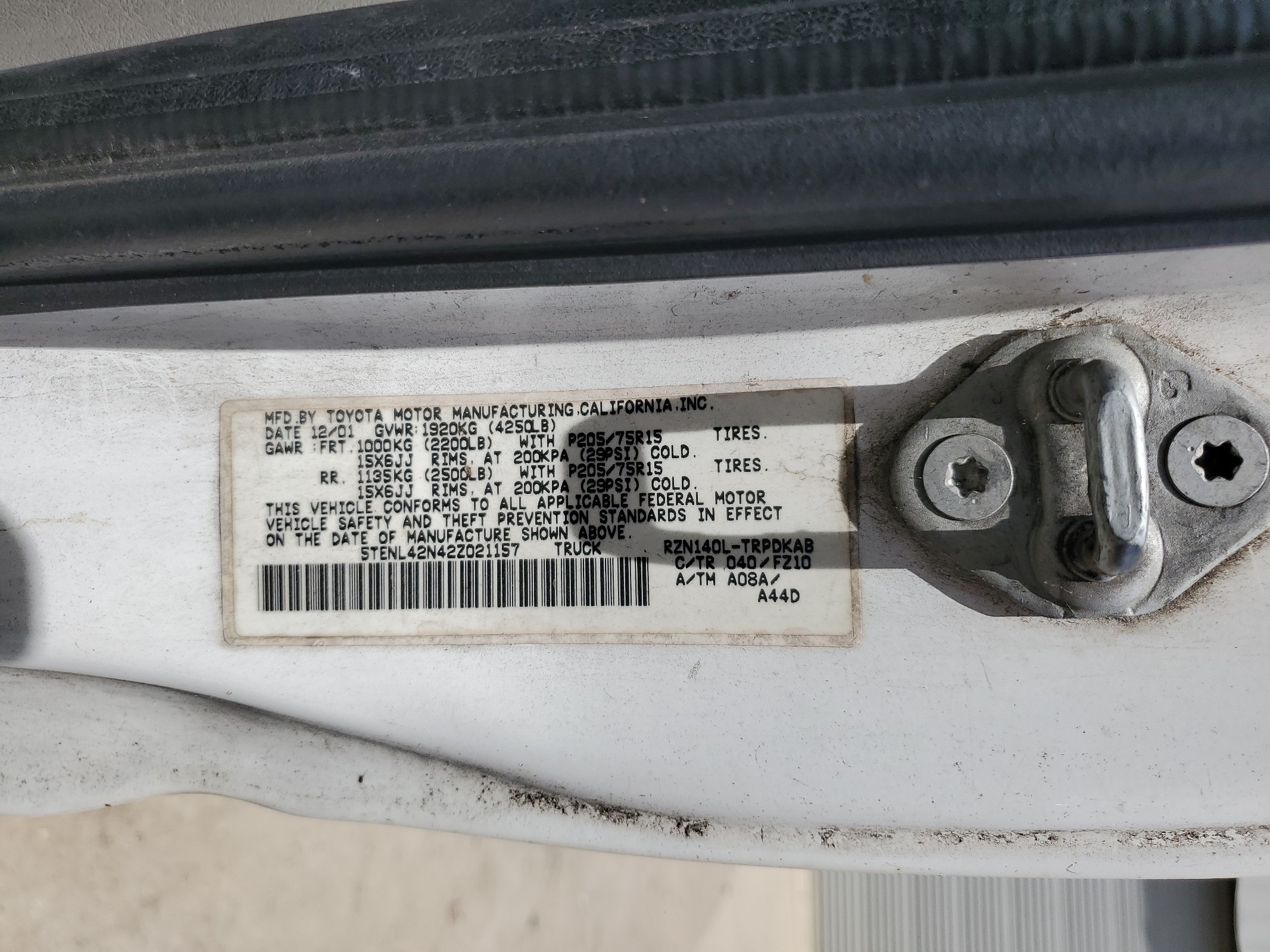 5TENL42N42Z021157 2002 Toyota Tacoma