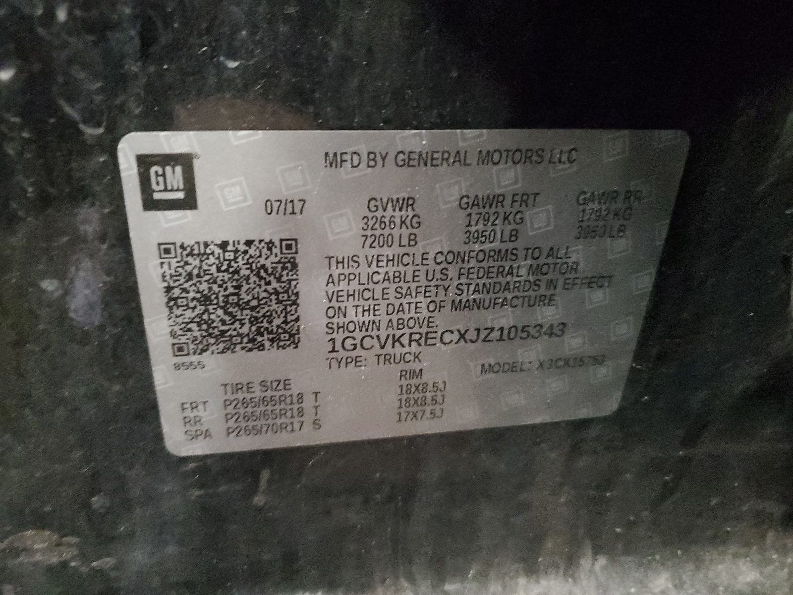 1GCVKRECXJZ105343 2018 Chevrolet Silverado K1500 Lt