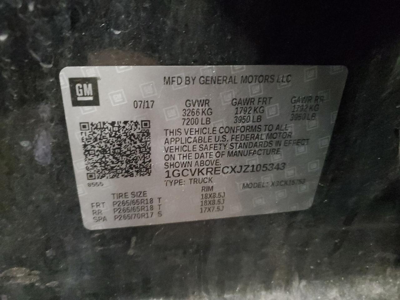 2018 Chevrolet Silverado K1500 Lt VIN: 1GCVKRECXJZ105343 Lot: 51637814