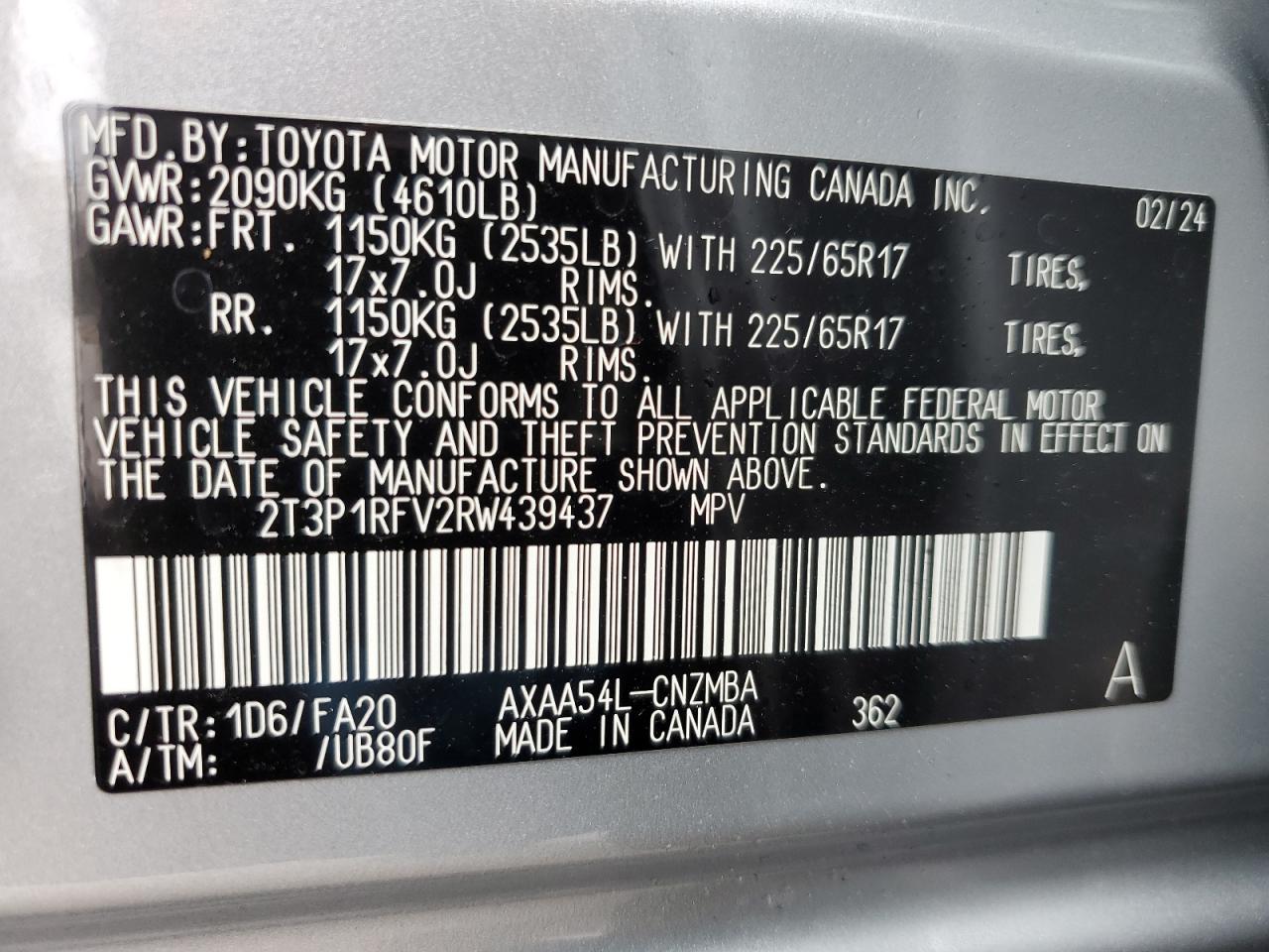 2024 Toyota Rav4 Xle VIN: 2T3P1RFV2RW439437 Lot: 49010814