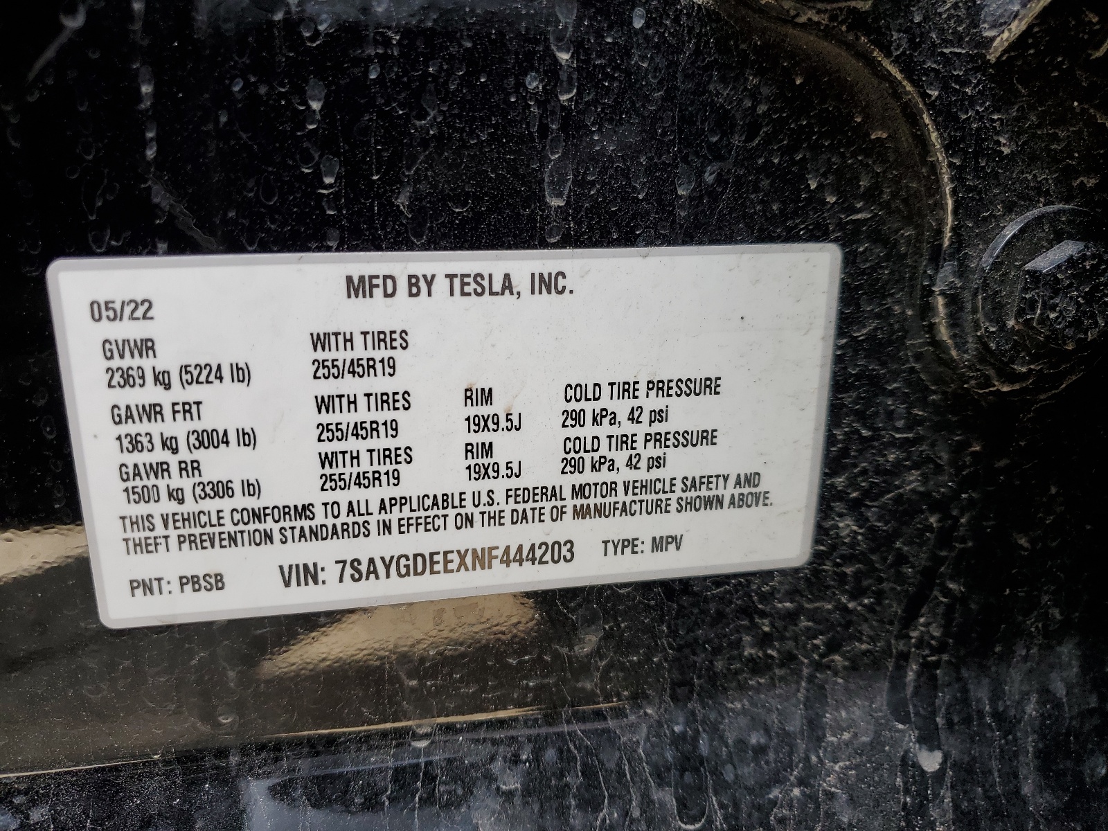 7SAYGDEEXNF444203 2022 Tesla Model Y