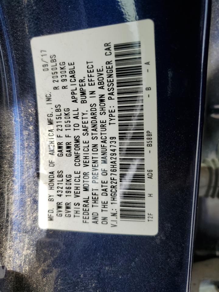 1HGCR2F76HA294739 2017 Honda Accord Ex