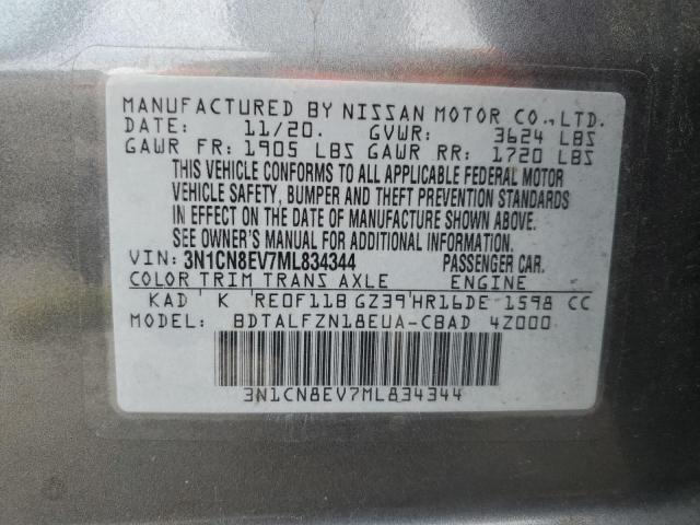 3N1CN8EV7ML834344 Nissan Versa SV 12