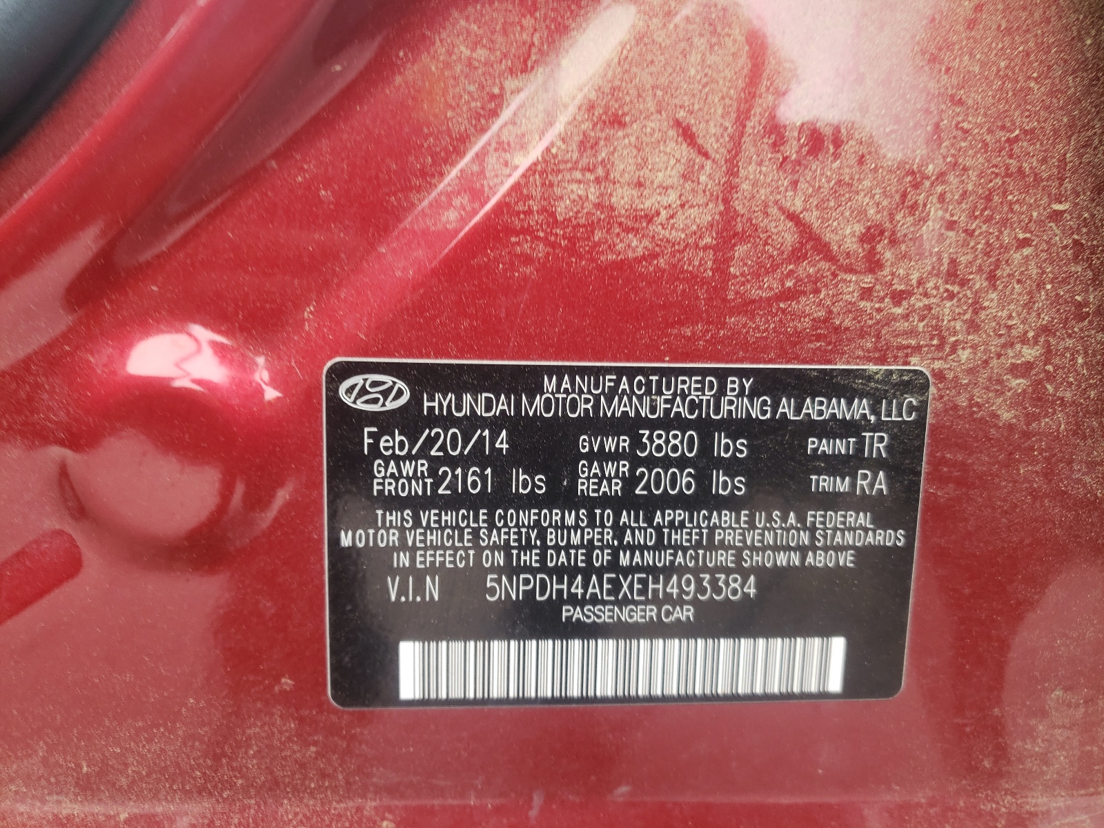 5NPDH4AEXEH493384 2014 Hyundai Elantra Se