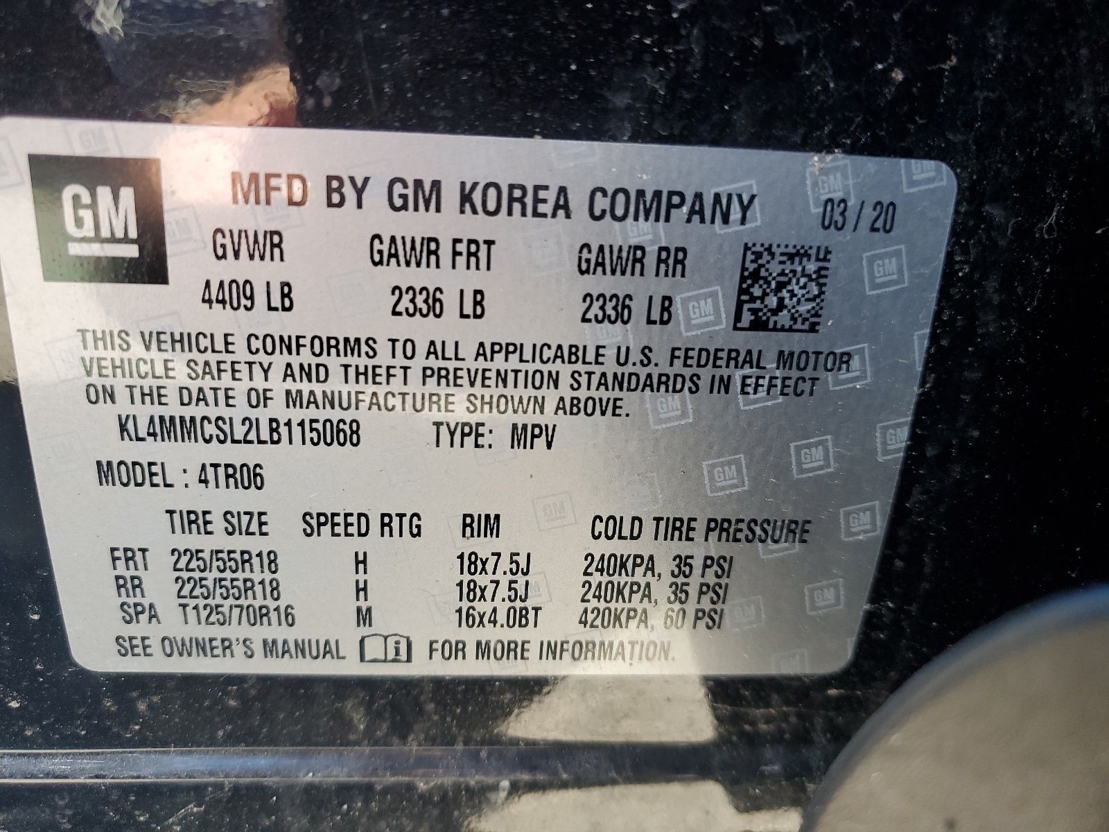 KL4MMCSL2LB115068 2020 Buick Encore Gx Preferred