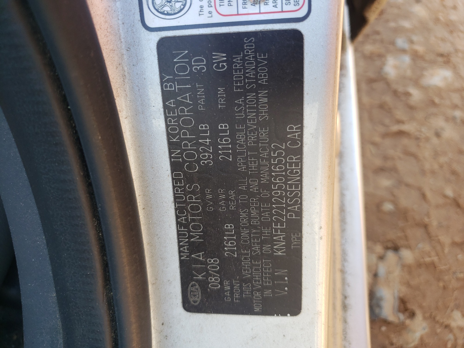 KNAFE221295616552 2009 Kia Spectra Ex