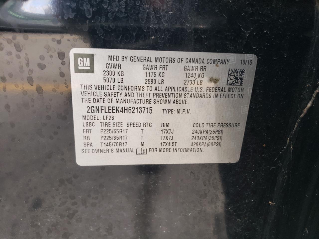 2GNFLEEK4H6213715 2017 Chevrolet Equinox Ls