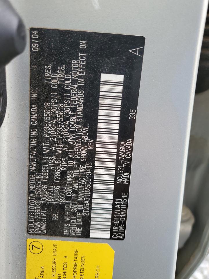 2005 Lexus Rx 330 VIN: 2T2GA31U25C019415 Lot: 49947684