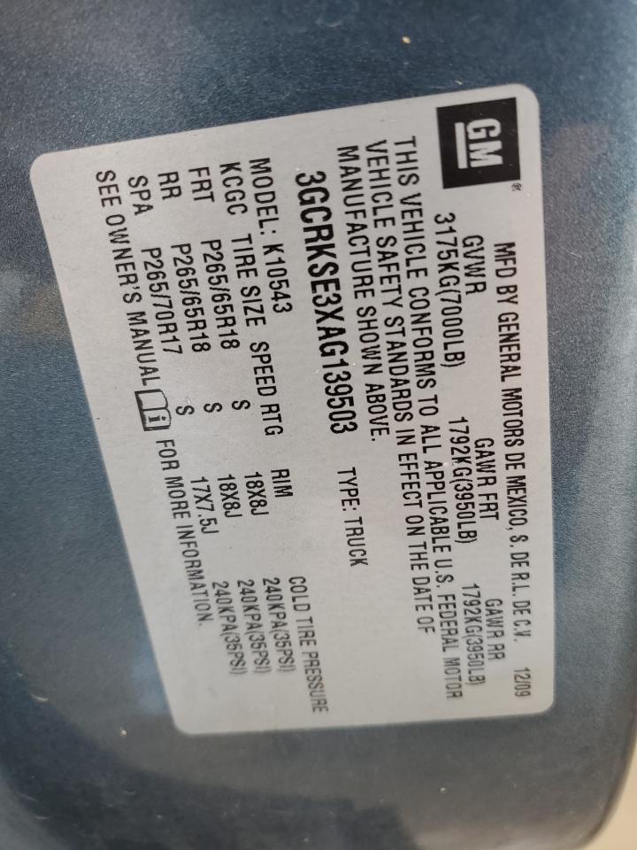 2010 Chevrolet Silverado K1500 Lt VIN: 3GCRKSE3XAG139503 Lot: 49788184