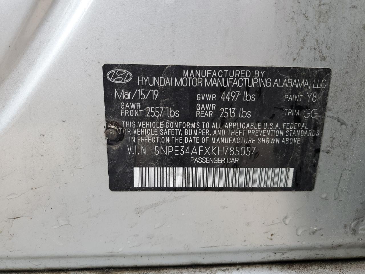 5NPE34AFXKH785057 2019 Hyundai Sonata Limited