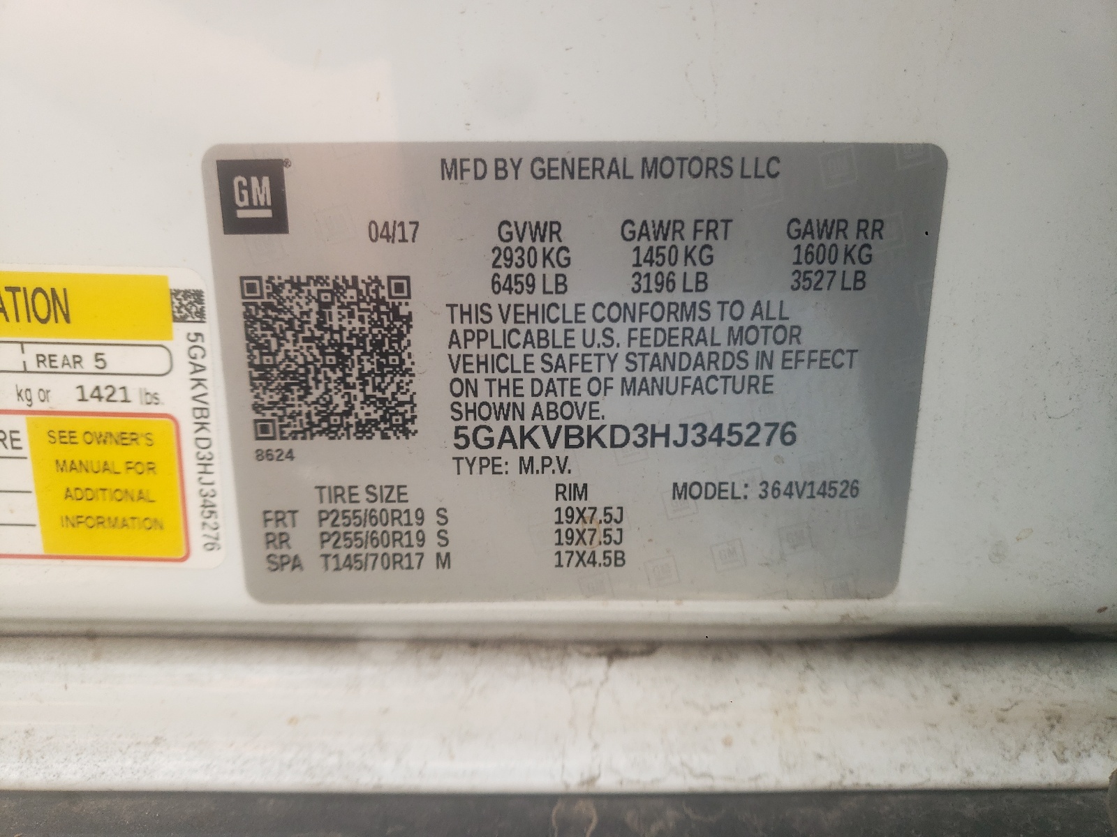 5GAKVBKD3HJ345276 2017 Buick Enclave