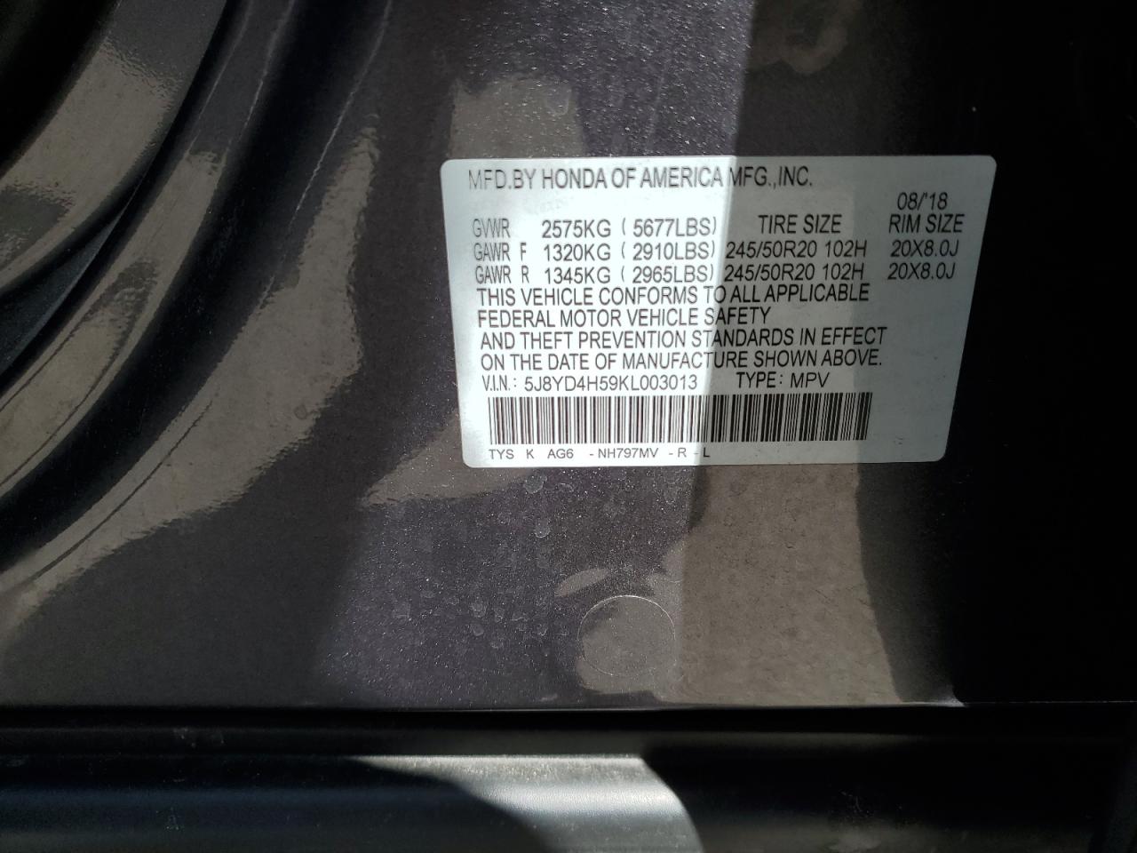 5J8YD4H59KL003013 2019 Acura Mdx Technology