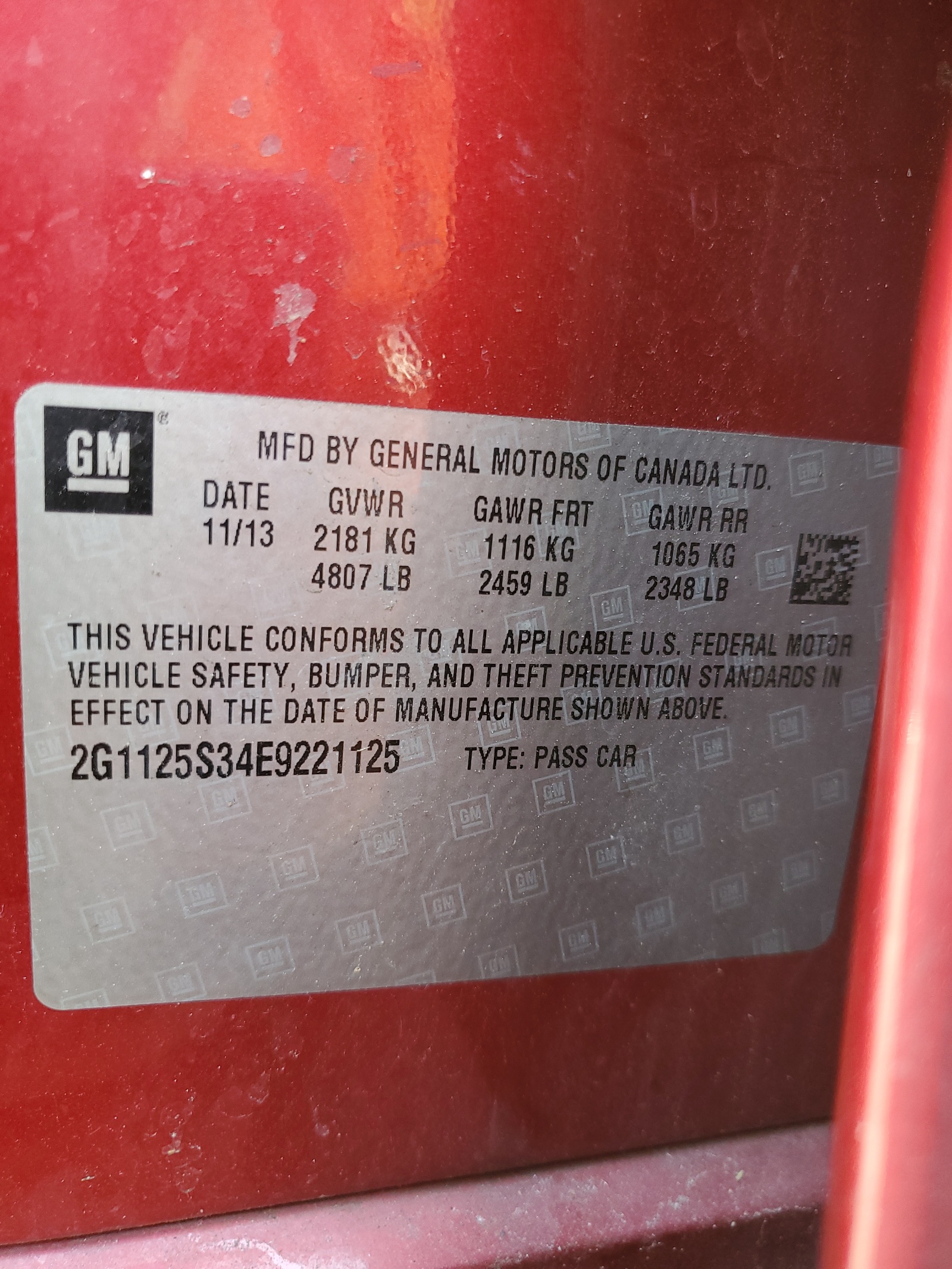 2G1125S34E9221125 2014 Chevrolet Impala Lt