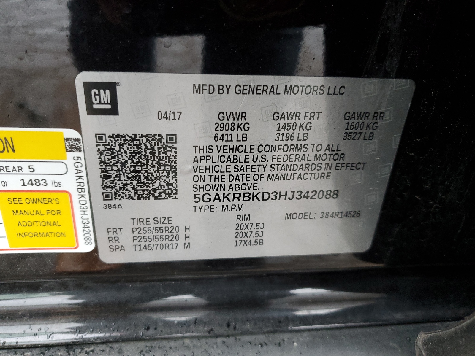 5GAKRBKD3HJ342088 2017 Buick Enclave