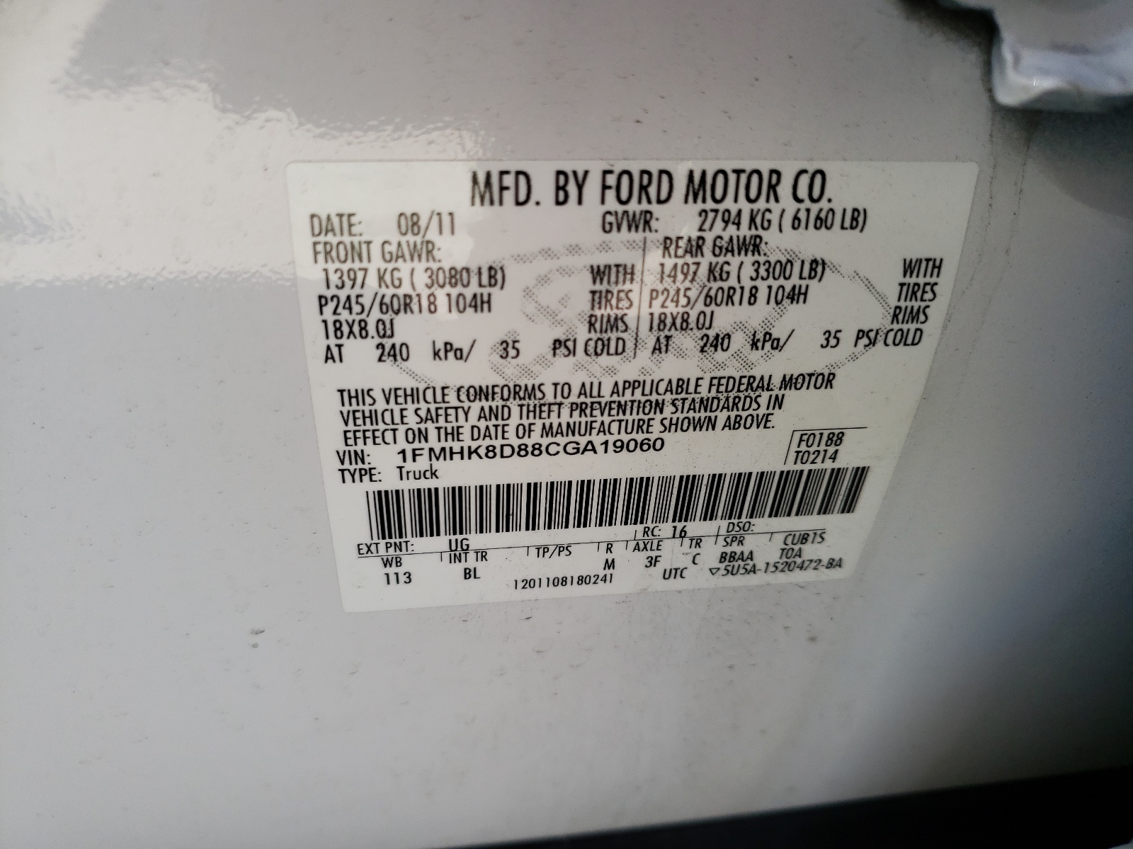 1FMHK8D88CGA19060 2012 Ford Explorer Xlt