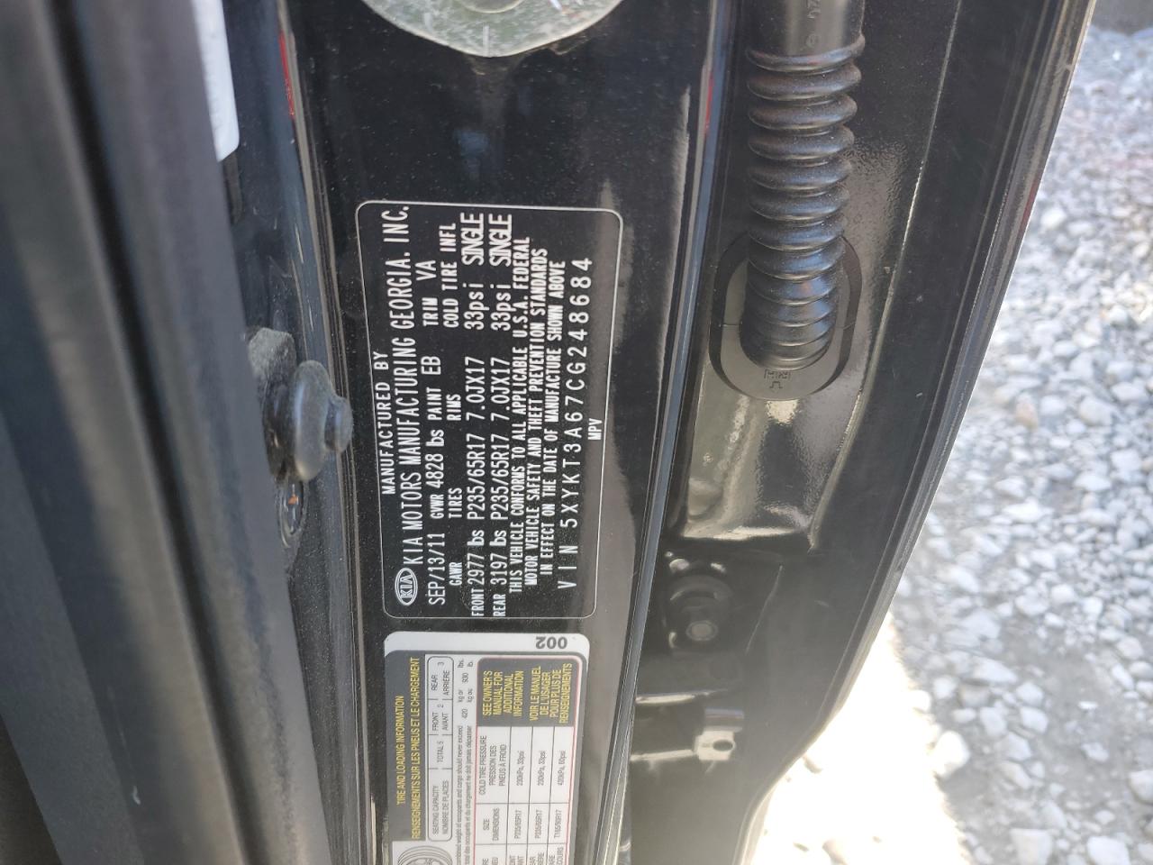 5XYKT3A67CG248684 2012 Kia Sorento Base