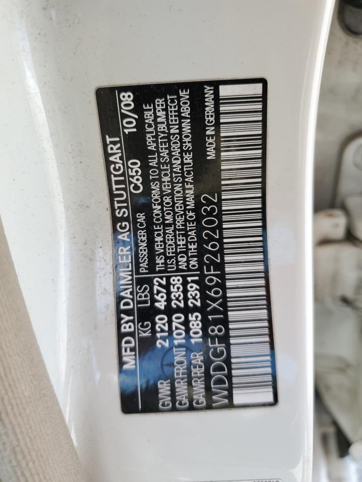 2009 Mercedes-Benz C 300 4Matic VIN: WDDGF81X69F262032 Lot: 51171484