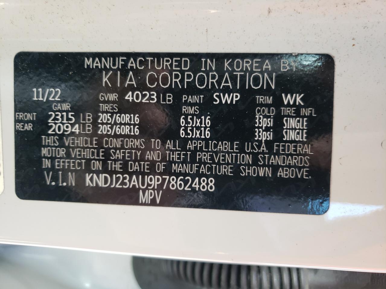 KNDJ23AU9P7862488 2023 Kia Soul Lx