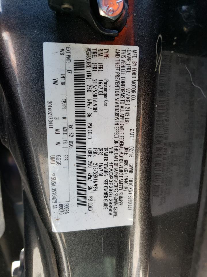 2016 Ford Focus Se VIN: 1FADP3F28GL288906 Lot: 53110364