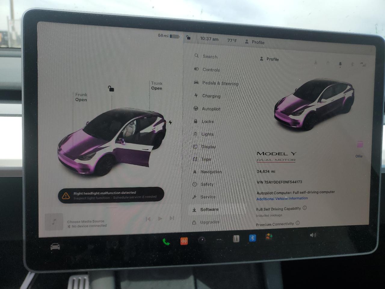 7SAYGDEF0NF544173 2022 Tesla Model Y