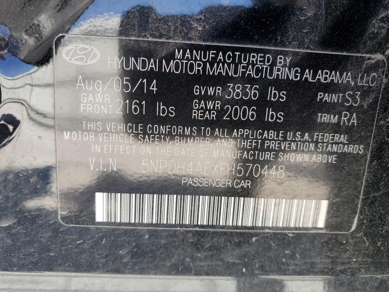 5NPDH4AEXFH570448 2015 Hyundai Elantra Se