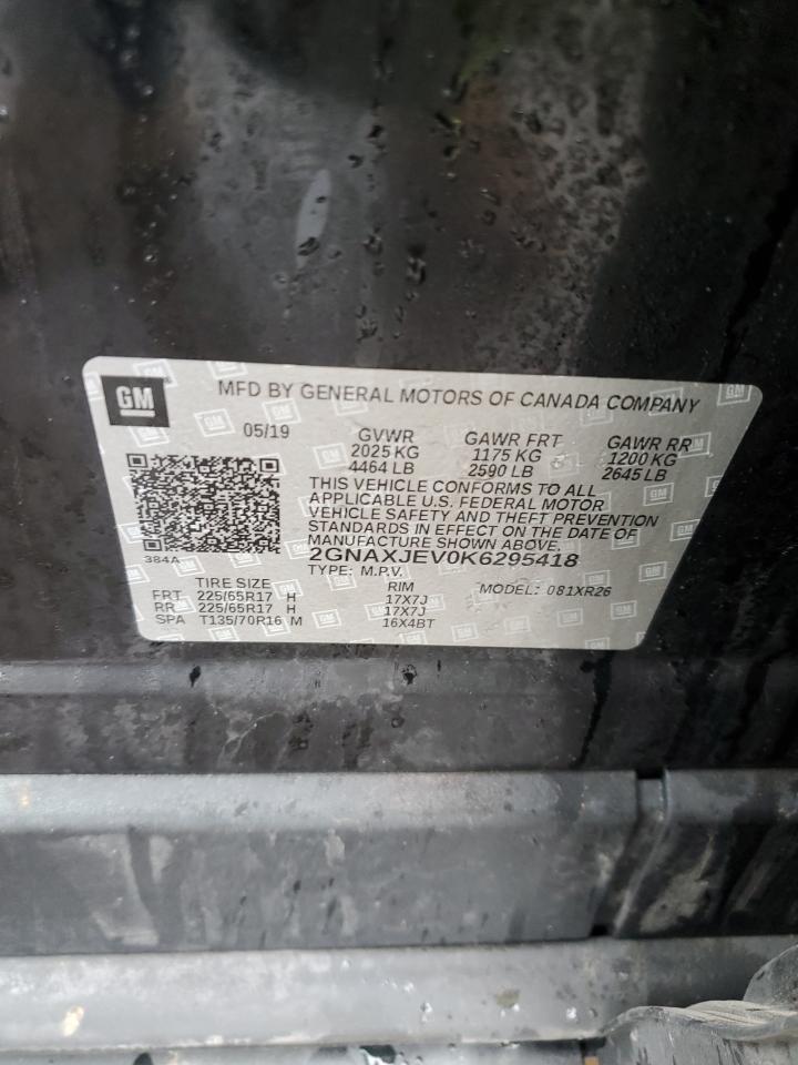 2019 Chevrolet Equinox Lt VIN: 2GNAXJEV0K6295418 Lot: 50439444